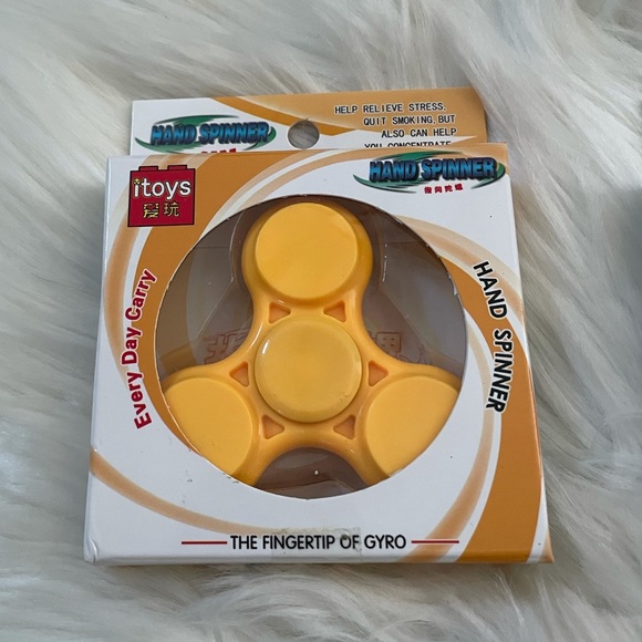 Yellow Hand Fidget Spinner Stress Relief - Picture 2 of 3